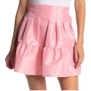 Topshop Taffeta Lantern Tiered  Blush Barbie Pink Party Chic Skirt Size 6 NWT
